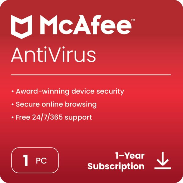 McAfee Antivirus Basic 1 Device 1 Year  Email Delivery