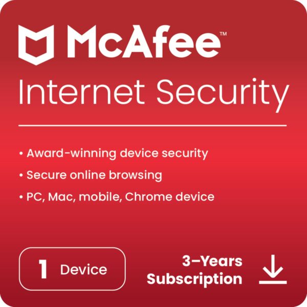 McAfee Internet Security 1 Device 3 Years Email Delivery