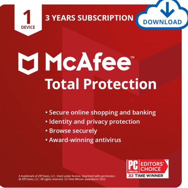 McAfee Total Protection 1 Device 3 Years Email Delivery